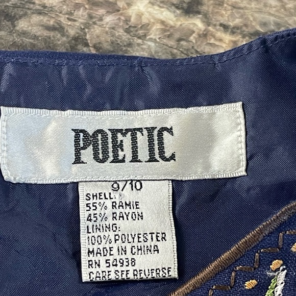 Rare Poetics Women's Navy Blue Embroidered Kurta 2pc Set  - Size 9/10 - Picture 2 of 13